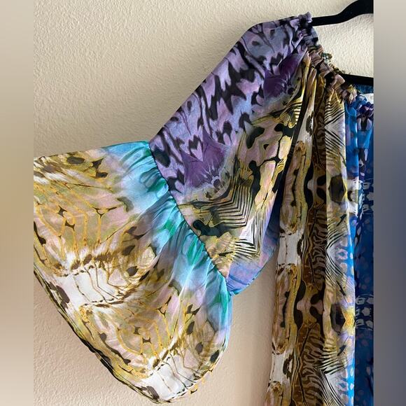 Elan Beach Top Cover Up Sheer Bell Sleeve One Size Boho Beach Vacations - Picture 2 of 7